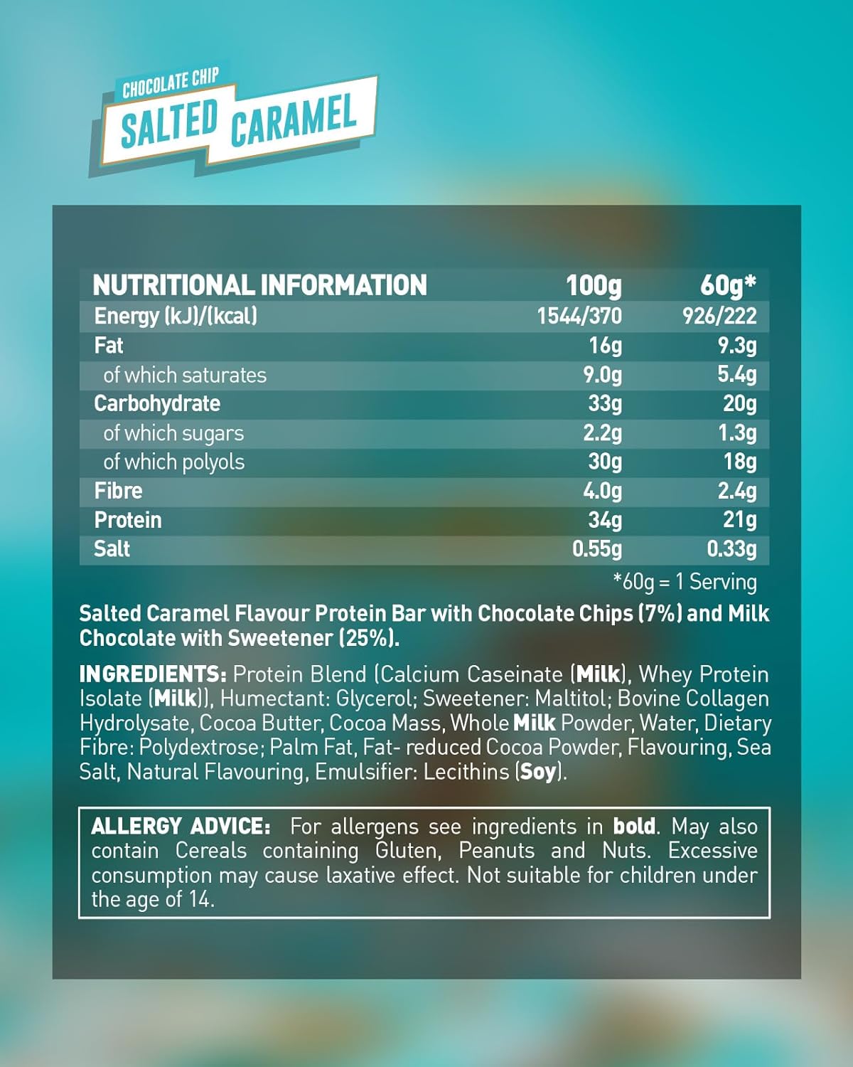 Grenade High Protein, Low Sugar Bar - Chocolate Chip Salted Caramel, 12 x 60 g - Image 5