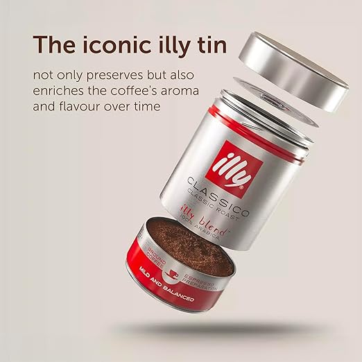 illy Coffee - Classico Ground Coffee - Medium Roast - 100% Arabica Coffee - Ideal for Espresso Preparation - 250g Tin - Image 4