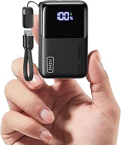 INIU Power Bank, Smallest Portable Charger 10000mAh, 45W Fast Charging Mini Battery Pack with Detachable USB-C Cable, Flight-Safe Travel Powerbank for iPhone 17 16 15 Pro Max, Samsung S26, iPad, etc