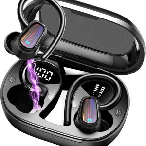 Wireless Earbuds, 50H Bluetooth 5.4 Headphones Sport, Bluetooth Earbuds with ENC Noise Canceling, HiFi Stereo Sound Wireless Earphones with Earhooks, IP7 Waterproof Ear Buds for Sports/Workout/Running